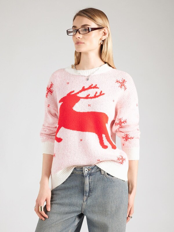 Hailys Sveter svetloružová / červená / biela