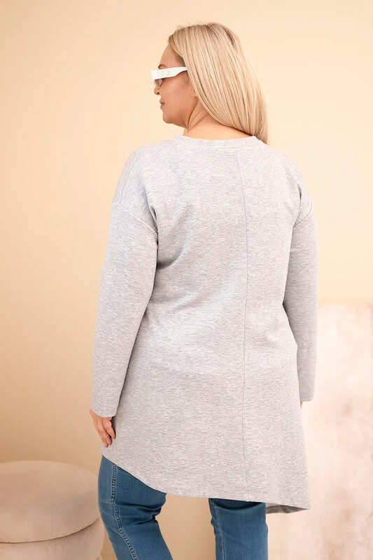 K-Fashion Dámske Plus veľkosť viskózové sukne s voľným strihom a dlhými rukávmi šedá