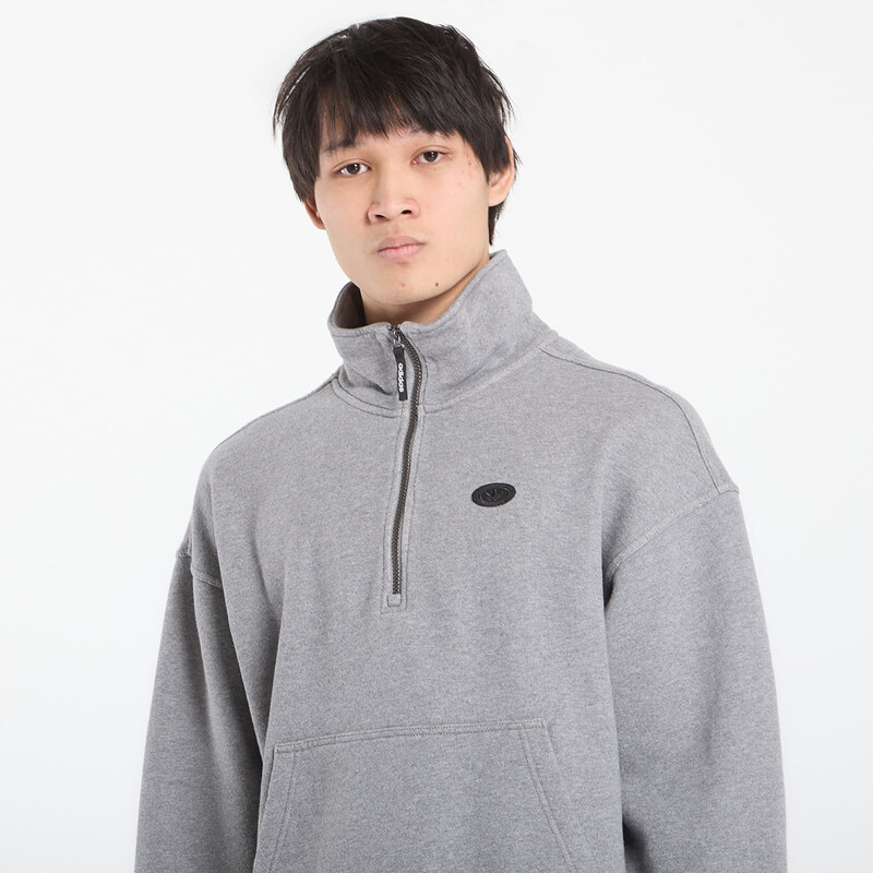 adidas Originals Mikina adidas 90S Alternative Sport Half Zip Graphic Fleece Sweatshirt Core Heather XL