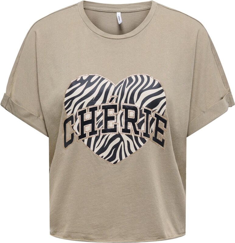 ONLY Tričko 'ONLLUCY' kaki / čierna / biela