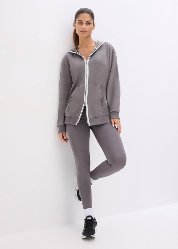 bonprix Funkčná mikinová bunda, termo, rýchlo schnúca, farba šedá