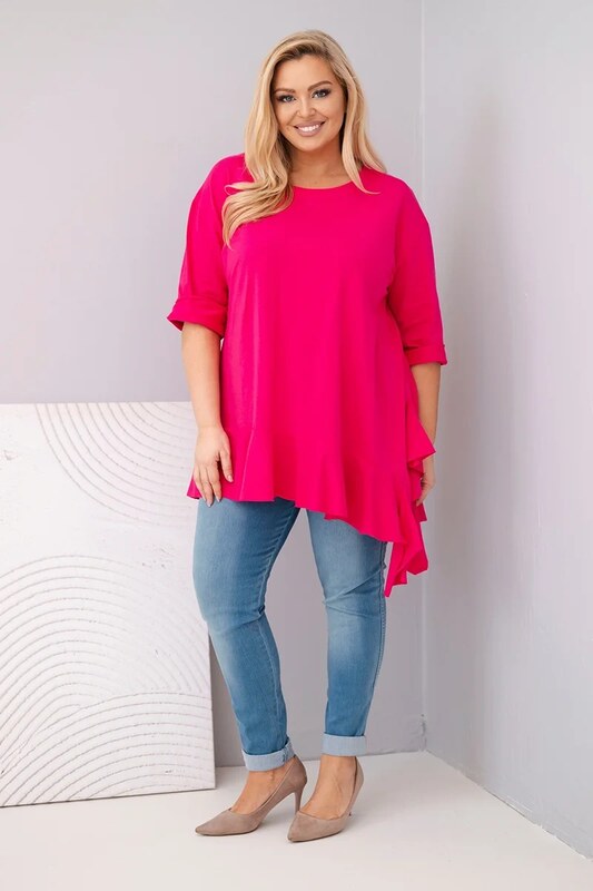 Kesi Włoski Plus size blúzka s volánom a vyhrnutými rukávmi