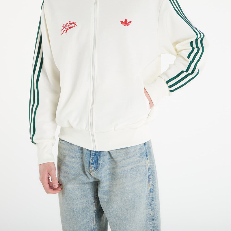 adidas Originals Mikina adidas Firebird Roses Track Top Off White/ Collegiate Green M