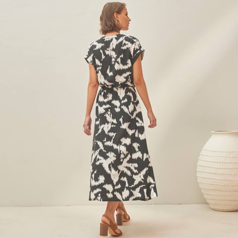 Košeľové midi šaty, s potlačou čierna/prírodná 054 Blancheporte