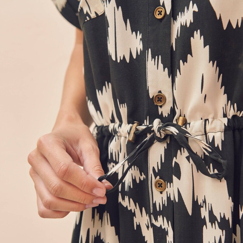 Košeľové midi šaty, s potlačou čierna/prírodná 054 Blancheporte