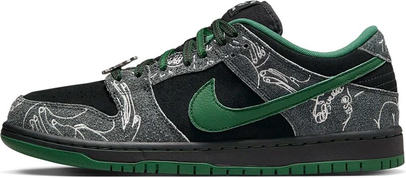 Nike THERE Skateboards x Dunk Low SB Black Gorge Green Veľkosť: 37.5