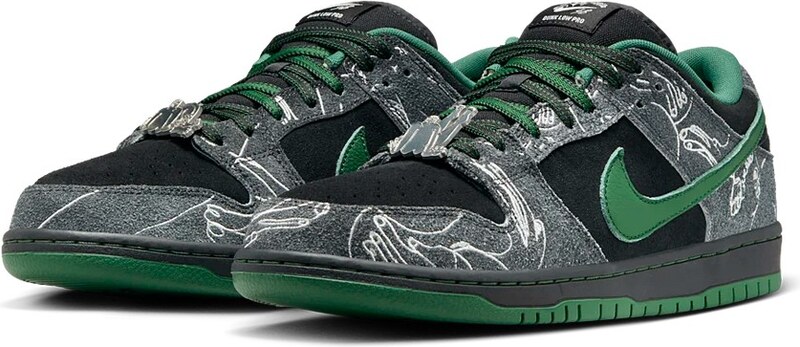 Nike THERE Skateboards x Dunk Low SB Black Gorge Green Veľkosť: 37.5