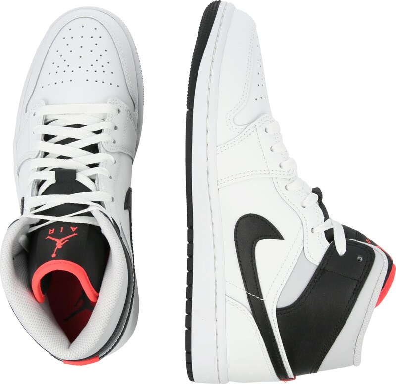 Jordan Členkové tenisky 'AIR JORDAN 1' svetlosivá / neónovo oranžová / čierna / biela