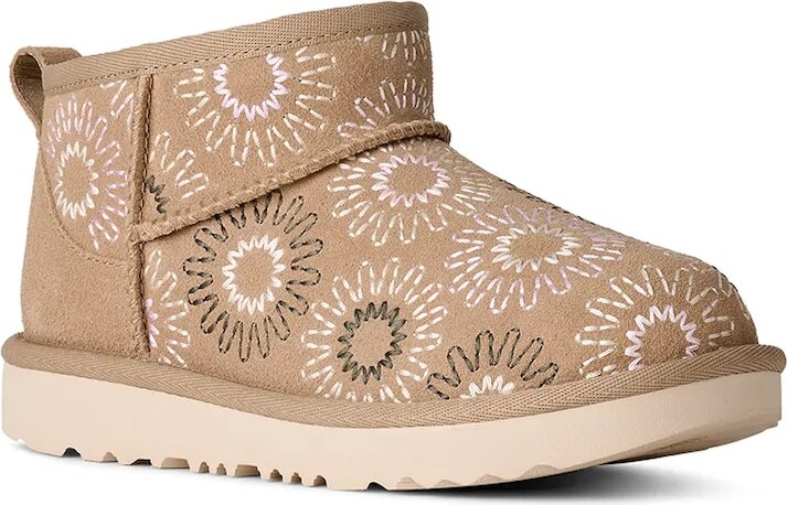 Detské zimné semišové topánky UGG KIDS' CLASSIC ULTRA MINI SUN STITCH
