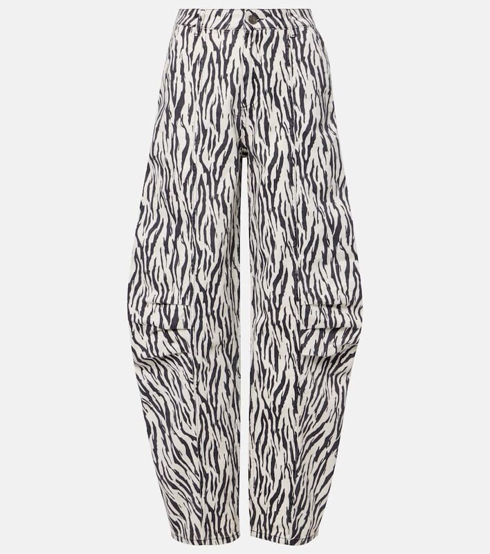 Rotate Printed cotton twill cargo pants