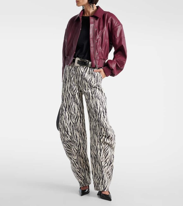 Rotate Printed cotton twill cargo pants