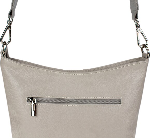 Sivá kožená talianska crossbody kabelka Amalia Grigia Perla II NovaKabelka.sk