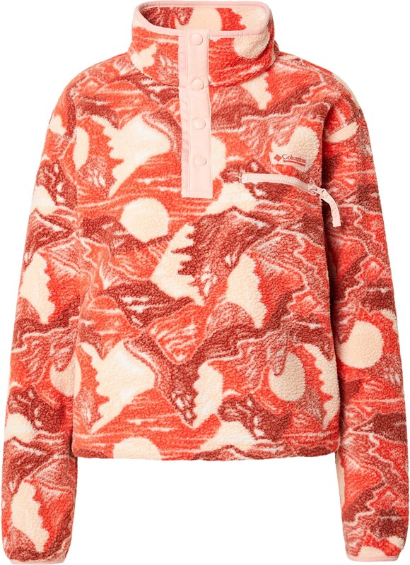 COLUMBIA Športový sveter 'Helvetia II' piesková / tmavooranžová / červená