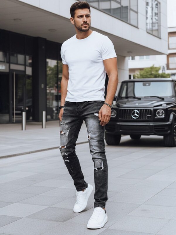 Dstreet Originálne čierne rifle s odreninami