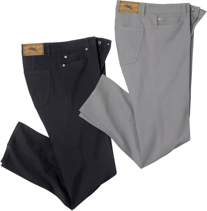 Sada 2 nohavíc zo strečového kepru Atlas For Men Čierna