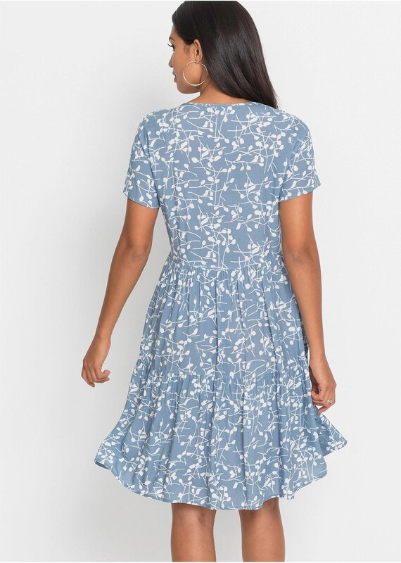 bonprix Mini šaty z padavej viskózy, farba modrá