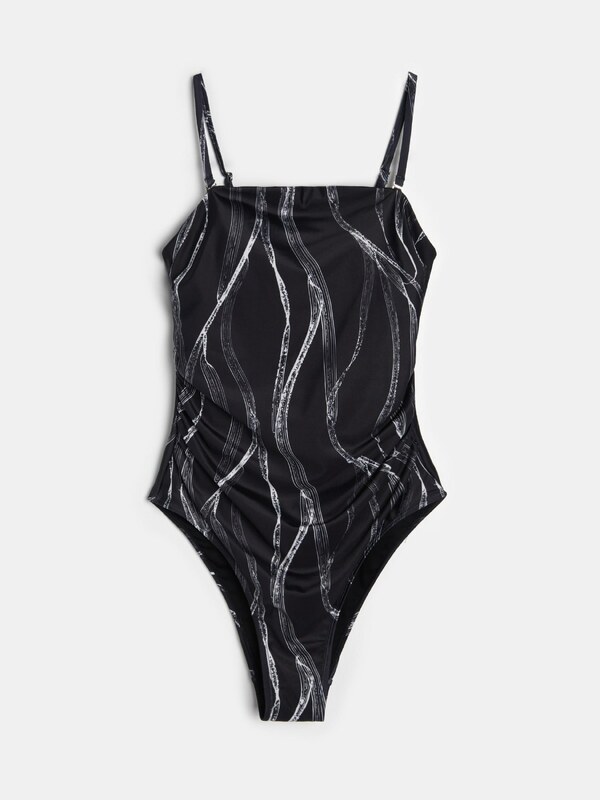 Sinsay - Jednodielne plavky s riasením v páse - čierna