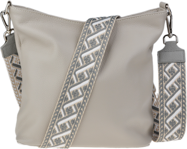 Sivá kožená talianska crossbody kabelka Amalia Grigia Perla II NovaKabelka.sk