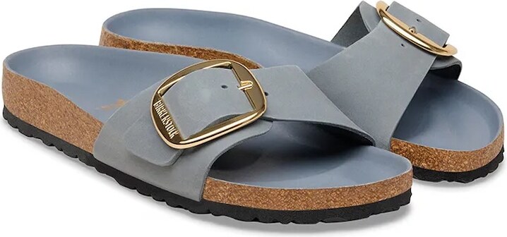 Birkenstock dámske nubukové šľapky na plochej podrážke Madrid Big Buckle