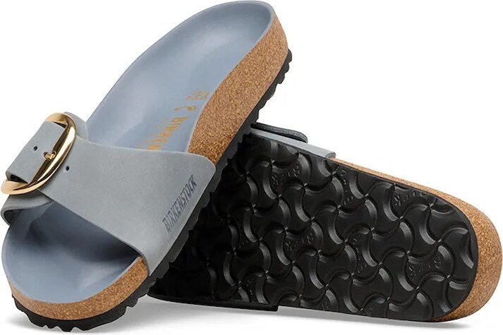 Birkenstock dámske nubukové šľapky na plochej podrážke Madrid Big Buckle