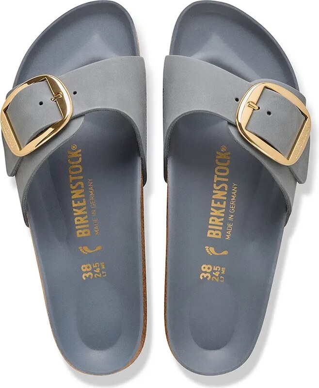 Birkenstock dámske nubukové šľapky na plochej podrážke Madrid Big Buckle