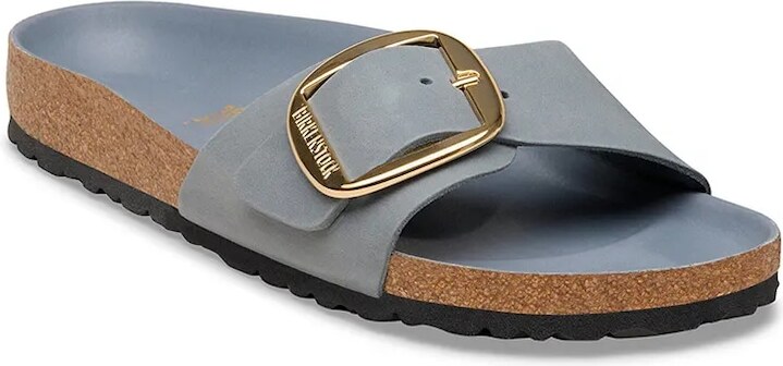 Birkenstock dámske nubukové šľapky na plochej podrážke Madrid Big Buckle