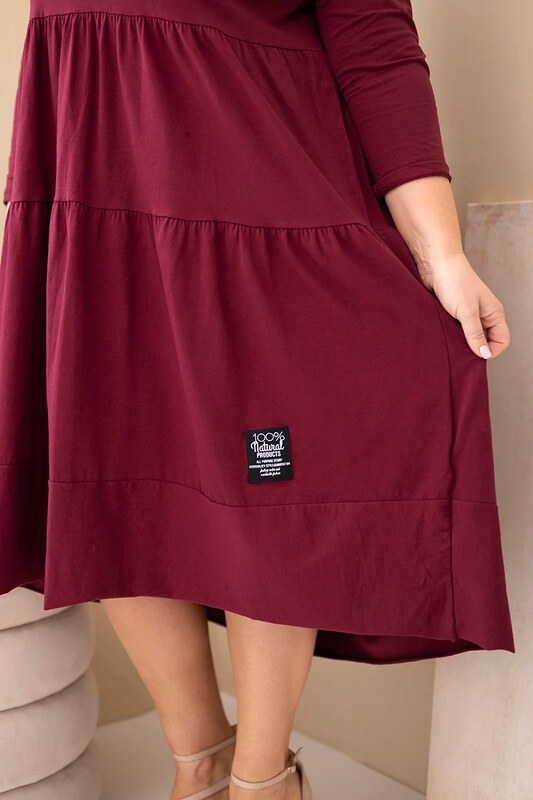 Kesi Włoski Plus size žlté šaty s volánmi a vyhrnutými rukávmi