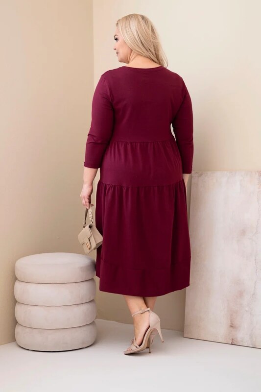 Kesi Włoski Plus size žlté šaty s volánmi a vyhrnutými rukávmi