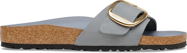Birkenstock dámske nubukové šľapky na plochej podrážke Madrid Big Buckle
