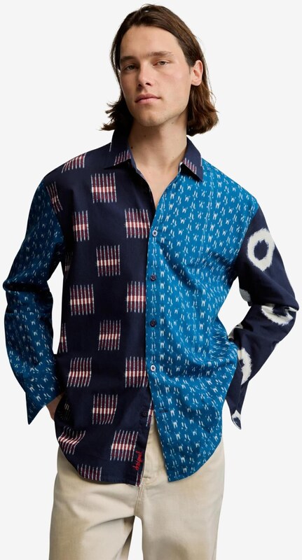 Desigual Košeľa azúrová / tmavomodrá / červená / biela