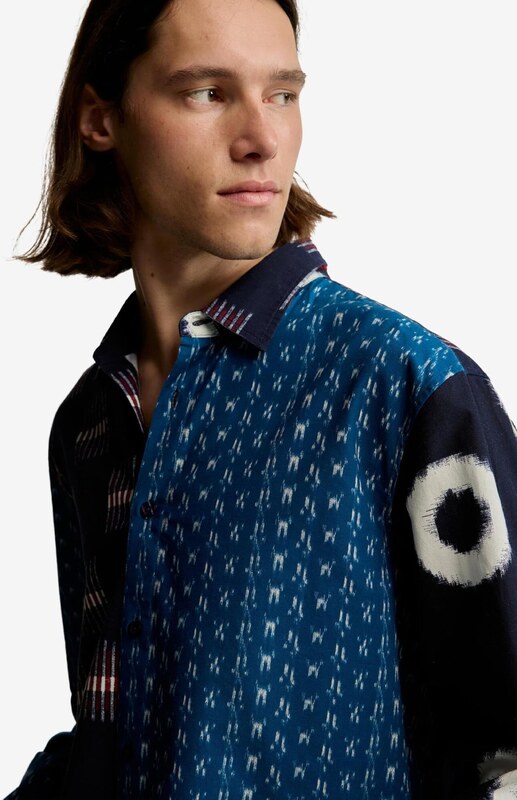 Desigual Košeľa azúrová / tmavomodrá / červená / biela