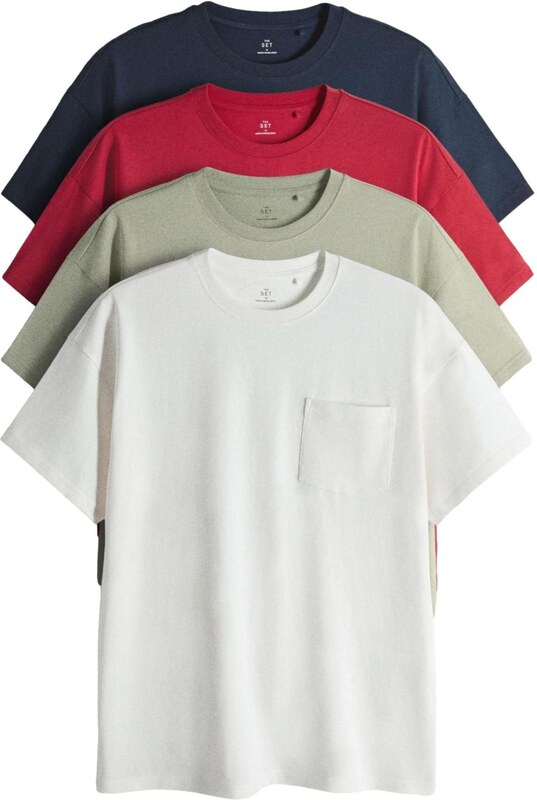 The Set Tričko tmavomodrá / pastelovo zelená / ohnivo červená / biela