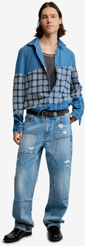 Desigual Košeľa svetlomodrá / tmavomodrá / biela