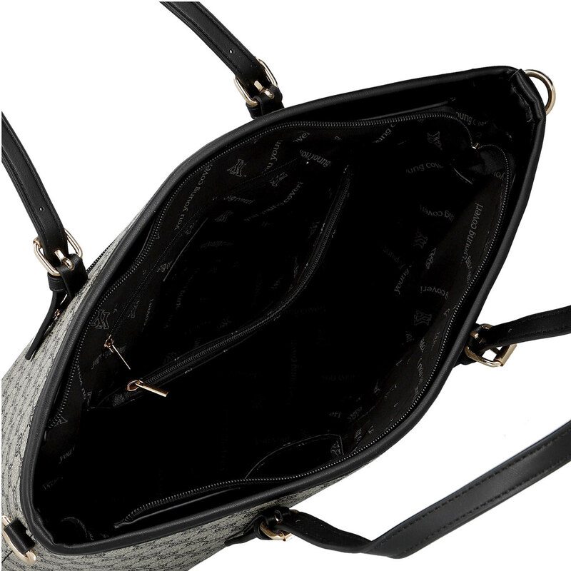 Coveri Trendy dámska koženková kabelka na rameno Elina, čiernobiela