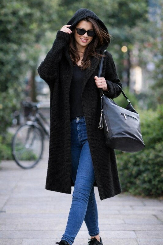 Fashionweek Dlhý Kardigan s kapucňou HONEY