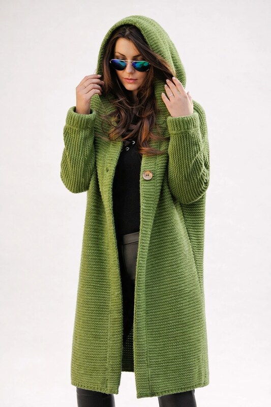 Fashionweek Dlhý Kardigan s kapucňou HONEY