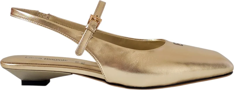 Zlaté slingback balerínky Laura Biagiotti Metal Gold