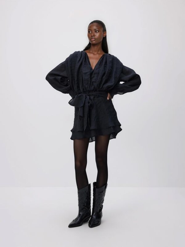 Reserved - Minišaty z lyocellu - čierna