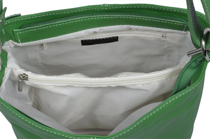 Zelená kožená talianska crossbody kabelka Batilda Verde s prídavným pruhom IX NovaKabelka.sk