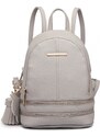 Konofactory Sivý mini kožený batoh s príveskom „Minimal“