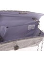 Moderná kockovaná strieborno-čierna listová kabelka - Delami L067 strieborná