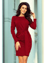 Numoco Šaty so širokým opaskom - bordové 209-3