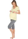 Italian Fashion Felicita bavlnené tehotenské pyžamo s krátkym rukávom, Farba žltá