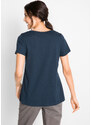 bonprix Bavlnené vypaľované tričko, krátky rukáv, farba modrá