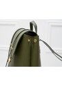 Glamorous by GLAM Dámsky kožený batoh na patenty razený - tmavo zelená