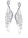 Klenoty Amber Strieborné náušnice so zirkónmi - veľké anjelské krídla