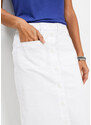 bonprix Džínsová sukňa na gombičky, farba biela, rozm. 42