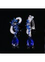 B-TOP Luxusné náušnice klipsy ELEGANT BLUE FLOWERS - biele pozlátenie