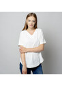 Willsoor Dámske tričko bielej farby s prídavkom ľanu 10908