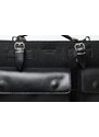 TALIANSKE Talianska pánska veľká kožená kabelka do ruky na notebook čierna Ermin